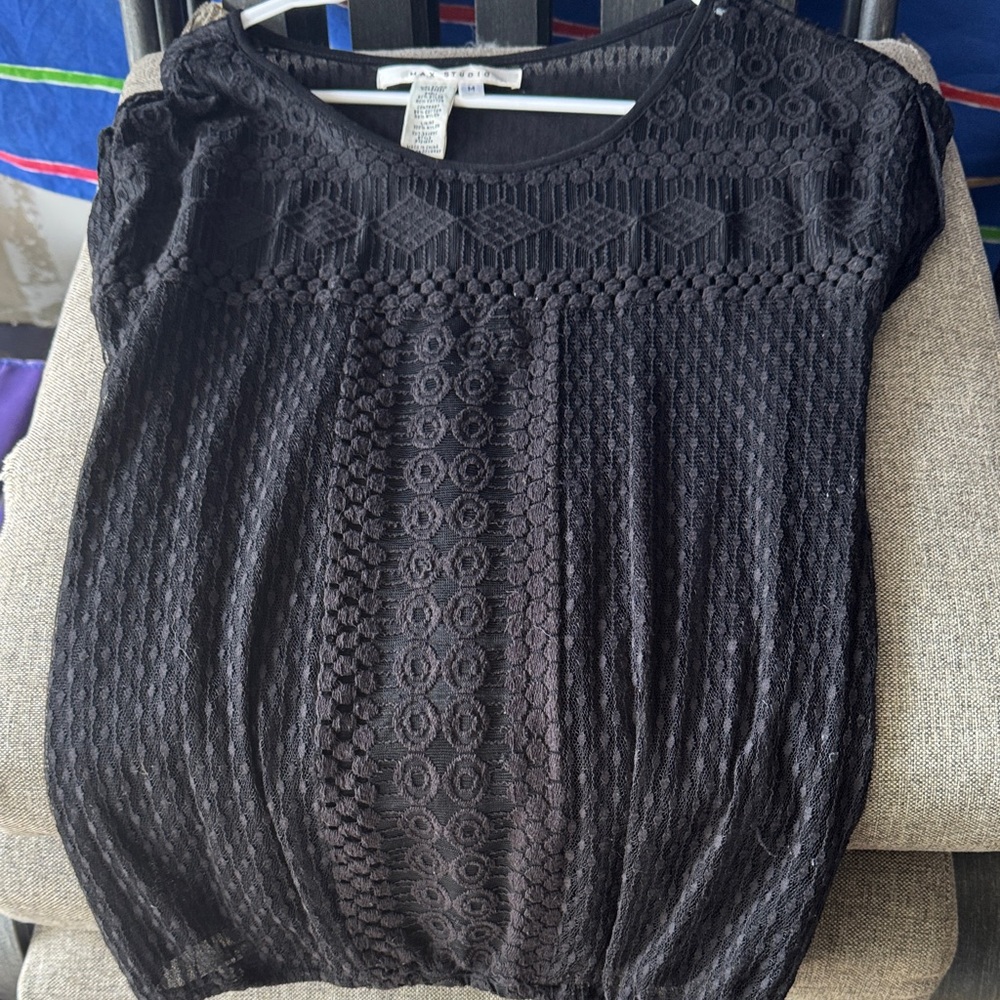 Elegant Black Textured Women's Blouse